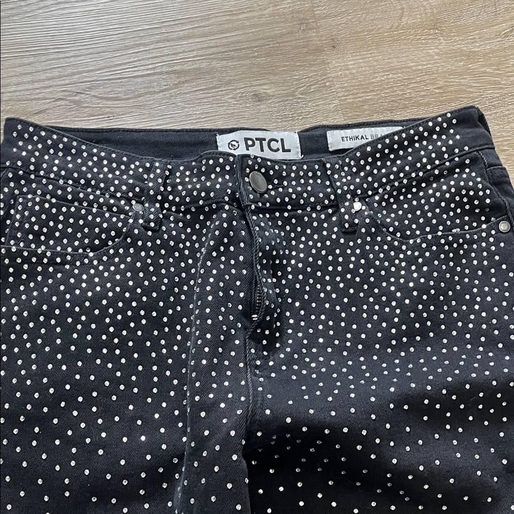 Elegant Navy Jeans with Gold Studs